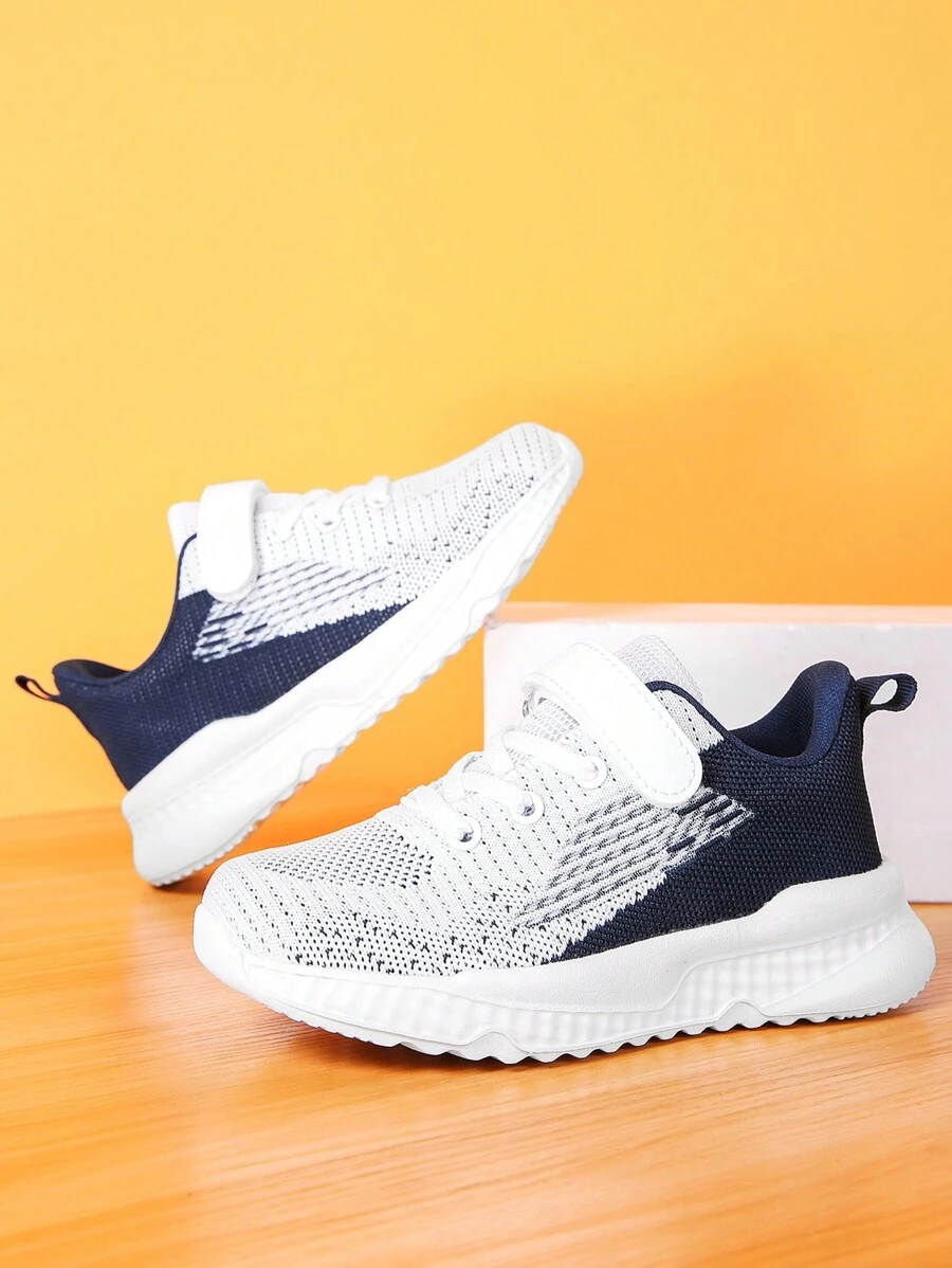 男童时尚透气休闲运动跑步鞋，春季 - 藍白色 - 查看 1