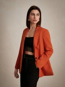 Aveloria Modichic Solid Color Buttoned Waist Belt Pocketed Slimming Long Sleeve Blazer