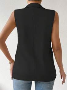 Vionelle Plus Size French Style Women's Lapel Collar Sleeveless Suit Vest Graduation,Back To School,Teacher Outfits For Women Winter Fall Autumn - Black - View 2