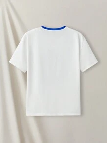 Manfinity VCAY Men's Summer Dog Print Round Neck Short Sleeve Casual T-Shirt And Drawstring Waist Shorts Set