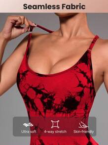 Core Rhythm Women's Tie-Dye Yoga Camisole Romper For Chinese New Year - Red - View 6