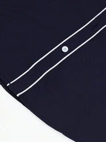 Men's Western Cowboy Embroidered Long Sleeve Commute Shirt - Navy Blue - View 6