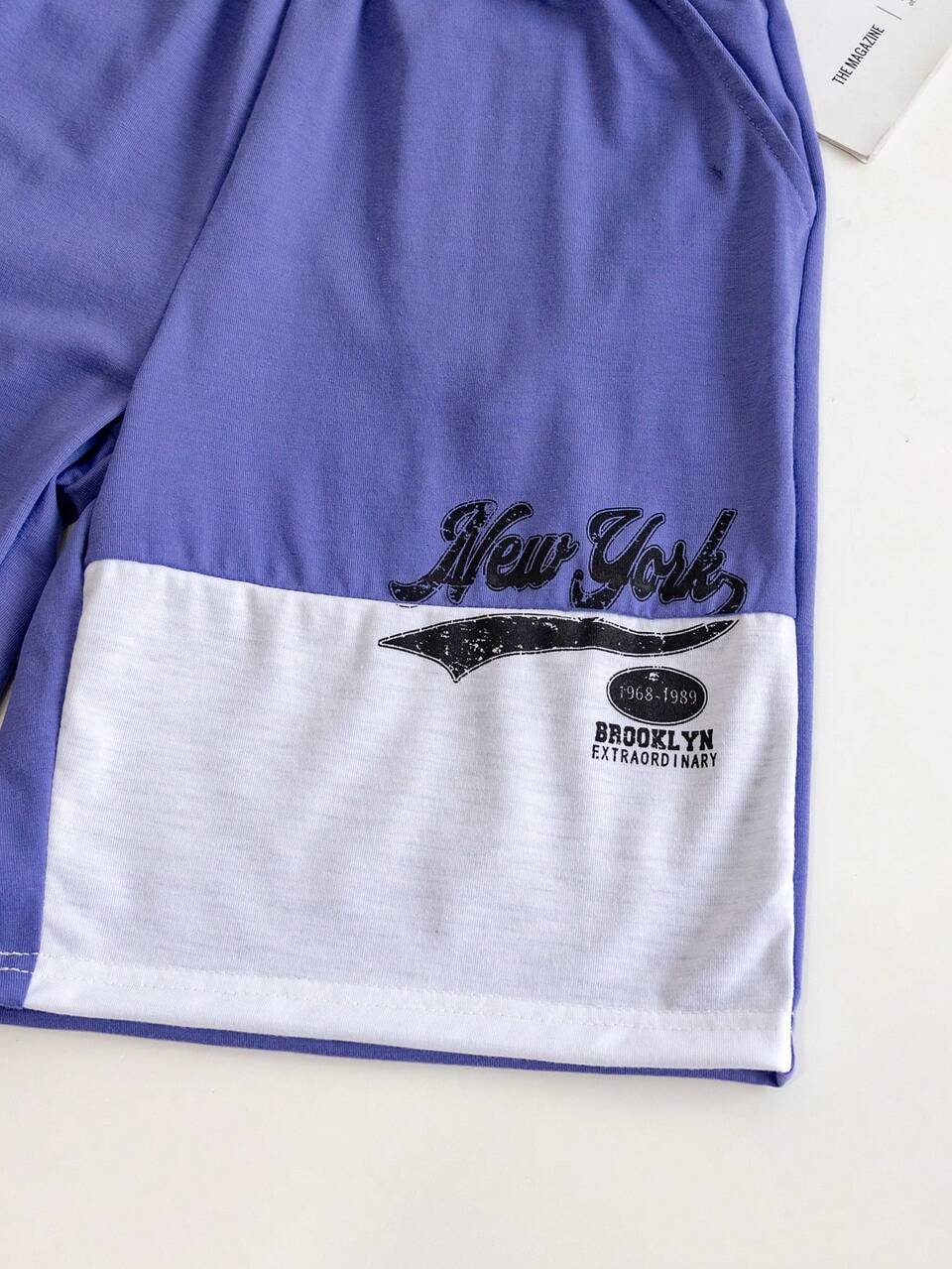 Tween Boy's Summer Casual 2pcs Short Sleeve T-Shirt And Shorts Set With Letter Print