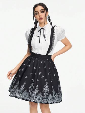 Kawaii Falda dulce de encaje bordado para mujer
