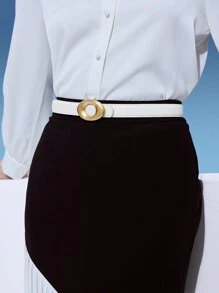 MOTF PREMIUM 1 PIEZA CINTURÓN BÁSICO DIARIO PARA MUJER CON HEBILLA OVALADA, ADECUADO PARA EL TRABAJO - Blanco - Ver 9
