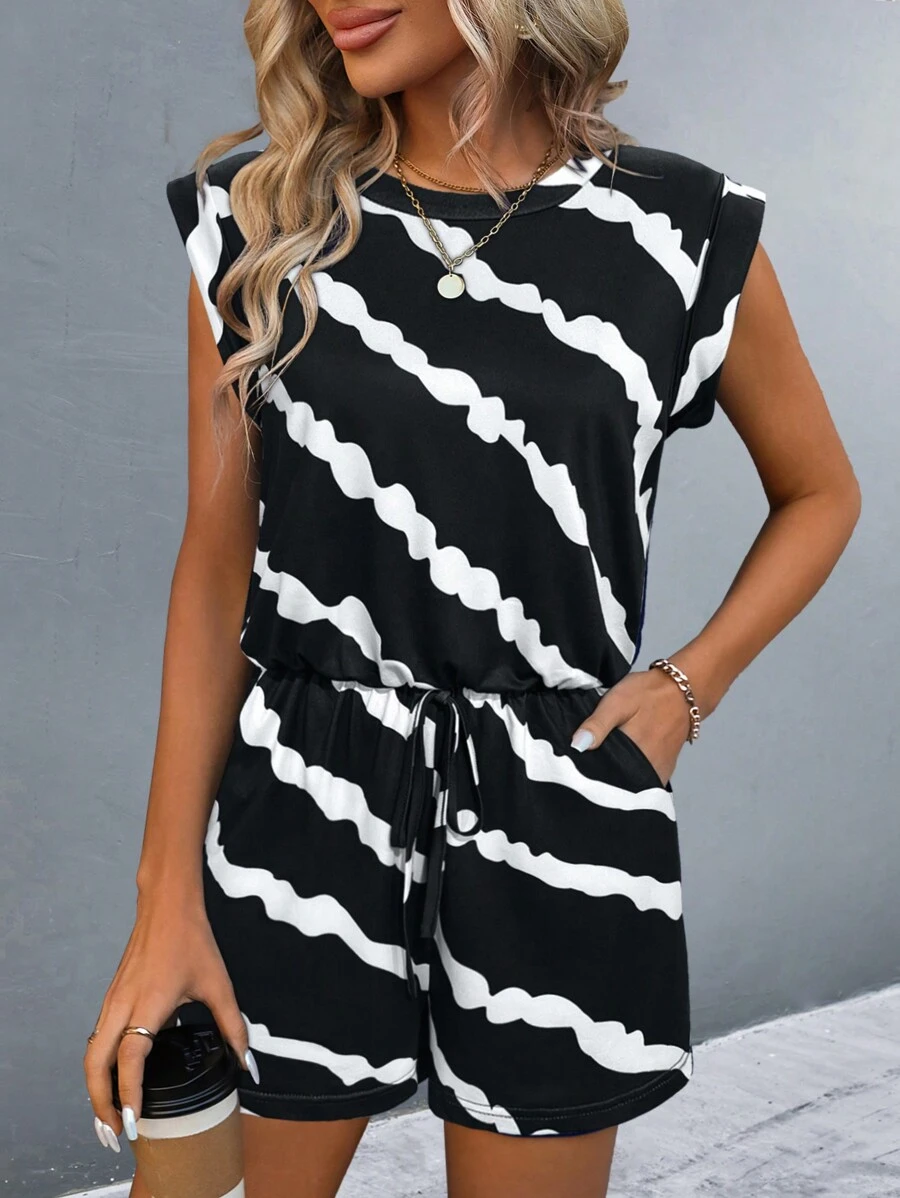 SHEIN LUNE Women's Color Block Simple Daily Jumpsuit - Black - View 1