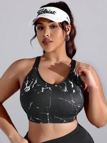 Fashionable Plus Size Strappy Bra Top For Sports, Fitness And Yoga - Black - View 1