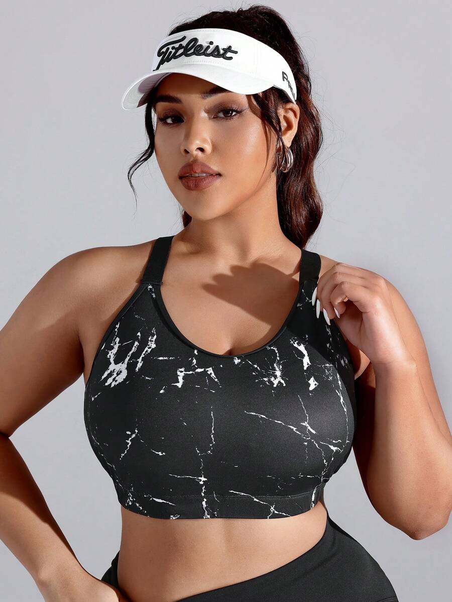 Fashionable Plus Size Strappy Bra Top For Sports, Fitness And Yoga - Black - View 1