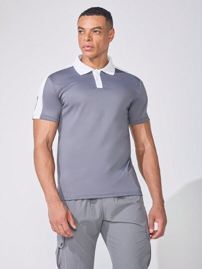 Manfinity Sport Corelite T-shirt polo de sport quotidien pour homme de style "boyfriend" en couleurs contrastées