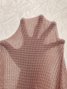 SHEIN LUNE Plus Size Women's Spring/Summer Solid Color Round Neck Batwing Sleeve Loose Fit Pocket Casual Sweater