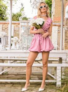 COSMINA Women's Summer Vacation Print Drawstring Deep V-Neck Sleeveless Crop Top - Pink - View 7