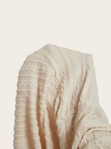 SHEIN Privé Cold Shoulder Lantern Sleeve Mock Neck Bodycon Dress - Apricot - View 7