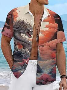 Men's Plus Size Printed Simple Daily Shirt - Multicolor - View 3