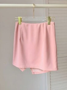 SHEIN EZwear Summer Casual Skirt For Women With Pleats And Wrapped Side Hem