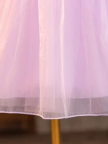SHEIN Young Girl Flower Girl Birthday Party Wedding Festival Dress, Toddler Girls' Purple Puff Sleeve Dress With Large Bow, Suitable For Stage, And Tropical Beach Theme, Summer And Seaside Fun - Mauve Purple - View 5