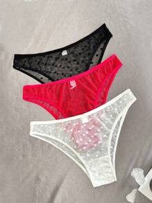 女士蕾絲三角褲底內衣（3入組） - 彩色 - 查看 3