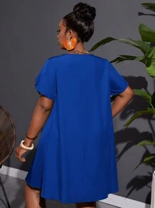 Slaydiva Dress Ukuran Plus - Biru - View 2