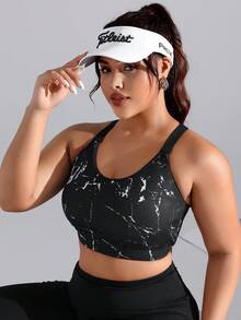 Fashionable Plus Size Strappy Bra Top For Sports, Fitness And Yoga - Black - View 3