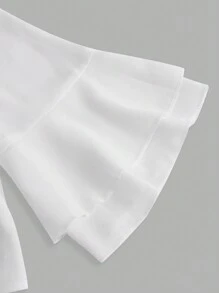 GlowEve Women's Solid Color Simple Daily Wear Short Sleeve Shirt - White - View 3