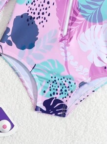 Modischer Einteiler Badeanzug mit zufälligem Muster und Hut Set für Baby Mädchen