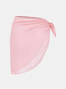 SHEIN Teen Girl Pink Ditsy Floral Mini Flutter Sleeve Bikini With Ruffle Trim And Sarong Cover-Up Set, Ideal For Beach Vacation And Swimming
