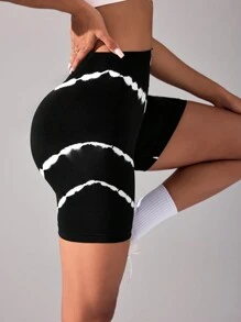 Easithlete Shorts deportivos sin costuras blancos/negros, shorts de ciclista