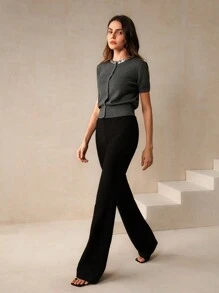 Anewsta Women's Urban Style Sequin Embellish Cardigan - Grey - View 7