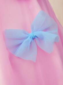 SHEIN Baby Girl Cute And Fashionable Big Bowknot Mesh Dress For Spring/Summer - Multicolor - View 4