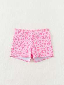 SHEIN Swim Summer Beach Leopard Print Square Leg Swim Trunks - Pink - View 4