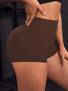 SHEIN Sport Studio Women's Solid Color High Waist Ruched Sports ShortsWomen Sweat Short, Gym Short, Biker Short