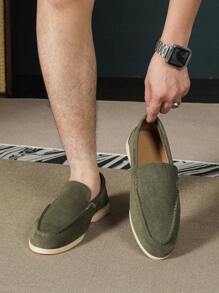 Nuevos mocasines casuales de hombre para otoño/invierno 2024, estilo formal de negocios tipo Oxford, suave y transpirable, suela hecha a mano, tallas grandes 43-46 - Verde Oliva - Ver 5