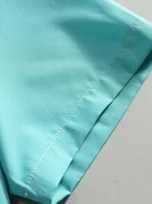 OTTIMOZO 男款夏季色塊短袖日常休閒襯衫，適用於工作和通勤 - 綠色 - 查看 4