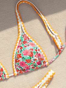 Swim Mod Women's Summer Beach Floral Print Sexy Bikini Set, Random Print - Multicolor - View 5