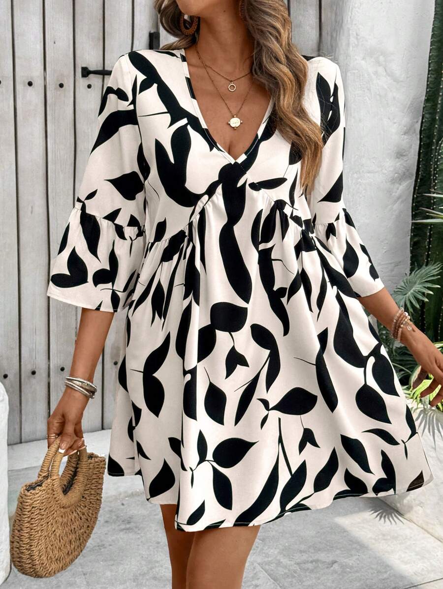 Breezaya 女士度假海灘印花休閒日常連衣裙 - 彩色 - 查看 1