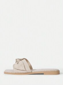 Styleloop Women Weave Concise Daily Flat Sandals  Boho Feels Vintage Frenchy Shoes Halloween Christmas Fall - Beige - View 2