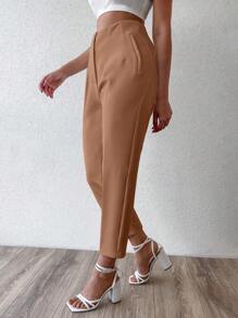 EURMUSE High Waist Cropped Trousers - Coral Pink - View 3