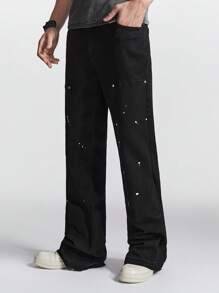 Chillumni Männer Tinte Muster gerade und lockere Passform lässige Jeans