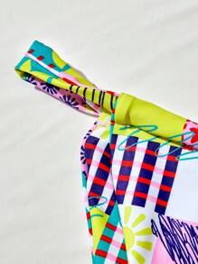 SHEIN Swim Women's Vacation Style Colorful Printed Bikini Set Summer - Multicolor - View 3