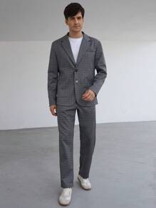 Manfinity Mode Men's Solid Color Simple Daily Suit Set