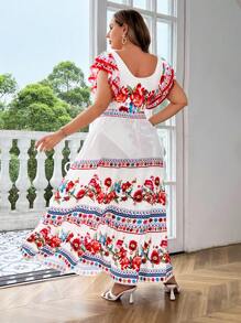 SHEIN LUNE Women's Printed Simple Daily Plus Size Casual 2-Piece Set