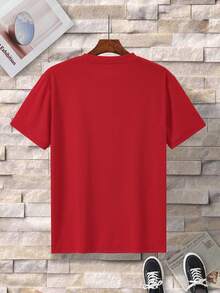 男士夏季印花圓領短袖休閒T恤加大尺碼