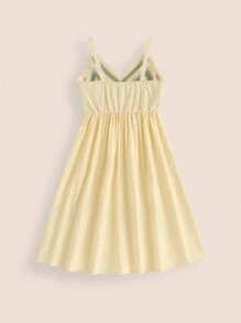 SHEIN Tween Girl 2pcs Knitted Top Casual Blue Spaghetti Strap Dress Set