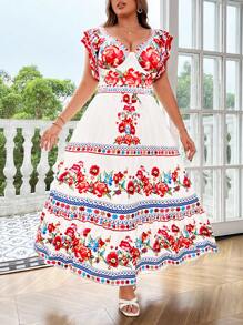 SHEIN LUNE Women's Printed Simple Daily Plus Size Casual 2-Piece Set