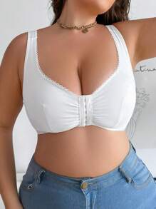大碼女士前扣式無鋼圈模杯內衣 - 白色 - 查看 4