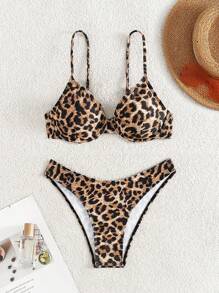 Women's Summer Beach Leopard Print Sexy Bikini Set (Random Print) - Multicolor - View 6