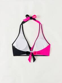 Swim Lushoire ملابس علوية بيكيني عنق على شكل هالتر للنساء بتصميم ملون لصيف الشاطئ - متعدد الألوان - مشاهدة 4