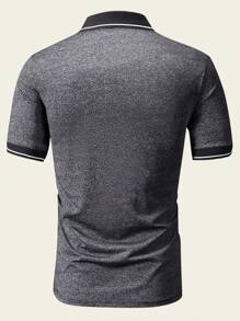 Chemise polo à manches courtes pour hommes avec imprimé cheval, style vintage et simple, col à revers, coupe slim et fine, pour les sports et le port casual, convient pour les activités de plein air, pour le golf - Gris - Voir 2