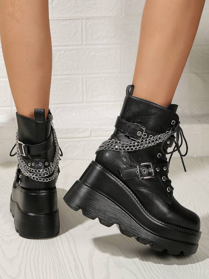 Our Grunge Punk Women's Fashionable Thick Chain Decoration Side