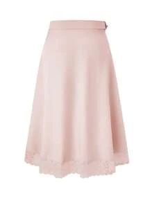 Mulvari Plus Size Solid Color Casual Holiday Style Skirt With Belt - Dusty Pink - View 2