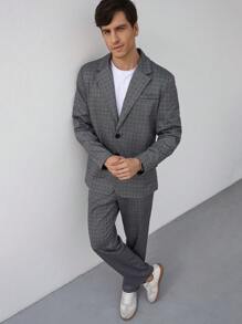 Manfinity Mode Men's Solid Color Simple Daily Suit Set